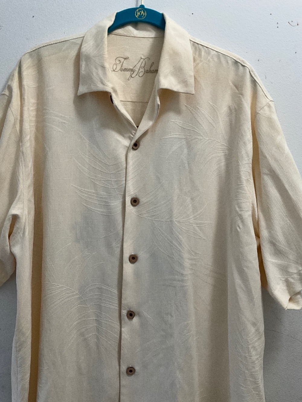 Tommy Bahama "Tiki Lounge" embroidered silk camp shirt size Large